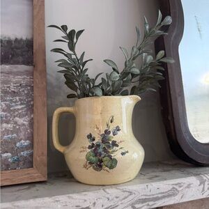 Floral Cream Ceramic Pitcher
